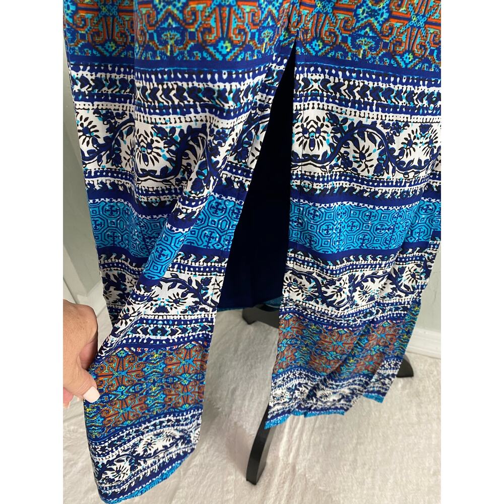 RAGA Blue Patterned Strapless Midi Dress - Picture 2 of 12